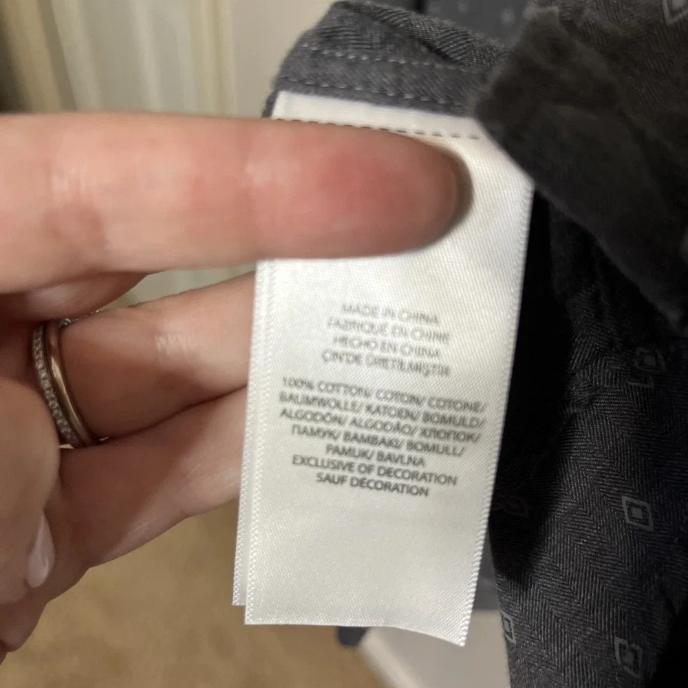 Polo Ralph Lauren Men's Gray Diamond Pattern Button Front L/S‎ Shirt Sz Large
